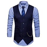 QWERD Herren Western Weste Anzug Weste V-Ausschnitt Ärmellose Westen Slim Fit Anzug Business Hochzeit Herren Weste V-Ausschnitt mit 5 Knöpfen Gilet Casual Klassisch Basic Männer Anzugw