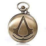 GPWDSN Assassin's Creed Retro-Taschenuhr Assassin's Creed Sci-Fi Movie Bronze Analog Quarz Taschenuhr für Männer Geschenk für Liebhab