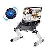 Verstellbarer Laptop-Schreibtisch, Rainbean Laptop-Ständer mit großem Lüfter, Laptop-Workstation, faltbar, tragbar, Notebook-Halter, Bucherhöhung, Arbeitsform für Zuhause für iPad und MacBook