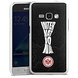 DeinDesign Hard Case kompatibel mit Samsung Galaxy J1 (2016) Schutzhülle weiß Smartphone Backcover Eintracht Frankfurt Pokal Offizielles Lizenzproduk