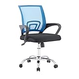 Klassischer Bürostuhl mit mittlerer Rückenlehne, ergonomisch, Netzstoff, höhenverstellbar 360 °, drehbar, für Bürostuhl, ergonomischer Stuhl (Blau)