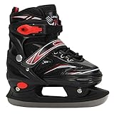 XIUWOUG Unisex Adjustable Ice Skates, Size 31-42, Fitness Skates for Adults, Roller Skates for Boys and Girls, Quick Lacing System & Push-Lock Buckle for Secure Hold Beginners,Rot,L (39~42)