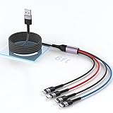 MTAKYI 4 in 1 Multi-Ladekabel 1,8M/6FT, Nylon-geflochtenes USB-Multi-Ladekabel Universal-Telefon-Ladekabel-Adapter mit Lightning/Typ C/Micro-USB-Anschluss, für Telefone, Tab