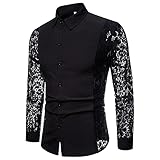 Shirt Herren Herbst Winter Trend Persönlichkeit Farbabstimmung/Spitze Spleißen Design Herren Langarm Modern Urban Mode Slim Fit Strickjacke Herren H