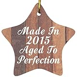 6th Birthday Made In 2015 Aged to Perfection - Star Ornament E Holz Ornament Dekoration Weihnachtsbaumschmuck - Geschenk zum Geburtstag Jahrestag Weihnachten Valentinstag