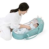SUNVENO Tragetasche,Sleep Carrier,Schlafnest für Babys,Babykorb,Dinosaurierkorb,Moseskorb für 1-12 Monate,Babynest Neugeborene,Baby tragbares Bett,Baby Reisebett,Atmungsaktiver Netzbezug(Grün)
