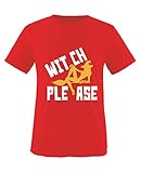 Comedy Shirts - Witch Please - Mädchen T-Shirt - Rot/Weiss-Gelb Gr. 122/128
