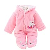 Gaorui Neugeborenes Unisex Baby Winter Overall mit Kapuze Strampler Fleece Onesie All in One Schneeanzug Outfits (reines rosa, 3-6 Monate)