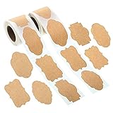 JINJIANG 600 Stück Kraft-Etiketten, 6 Formen, Verpackungspapier, Klebeetiketten, Geschenketiketten, für Kosmetik, handgemachte Dekoration, Hochzeit, Büro, Mauerwerk