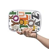 Großes Federmäppchen Muster mit Buchstaben und Tieren Stifteetui Büro Uni Schule Große Speicherkapazität Tasche Kosmetiktasche Pouch Box