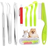 Aoliandatong 9 Stck Zeckenzange Zeckenhaken Zeckenentferner Set fr Hunde Katze - 3er-Set Zeckenhaken und 4er-Set Zeckenpinzetten und 1 Lusekamm mit Etui, Zeckenschutz fr z.B. Hund, Katze,