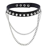 CHERISH Damen Leder Nieten Choker Punk Verstellbar Rock Gothic Choker Set für Halloween Kostüme, L, Kunstleder,