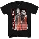 Marvel Mens WandaVision Superhero Shirt - Wanda, Agnes, Peter & Vision Tee - Throwback Classic T-Shirt (Black, Medium)