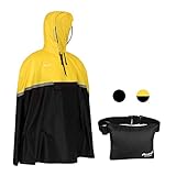 AWHA wasserdichter Fahrradponcho gelb – Kapuze mit Sichtfenster / Reflektor / Damen und Herren / Regenponcho Fahrrad, gelb, S/M