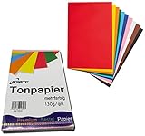 Brigamo 200 Blatt Tonpapier Bastelpapier A4 Farbig Sortiert 130 g /