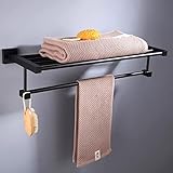 WSLWJH Badezimmerregal Badezimmerregal Trennwand Badezimmer Handtuchhalter Handtuchhalter Badezimmerregal Aluminiumschwarz Badetuchhalter Badereg