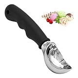 Eisportionierer,Edelstahl Poliert Eislöffel Portionierer,Zinklegierung Antihaft Eiscreme Löffel mit Rutschfest Gummierter Griff für Eis zum Ausgraben von Eiscreme Melonenkugeln Reis(19.5cm*6cm)