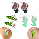 WWmily 3 Paar 3D-Lehm-Ohrringe, Kawaii, weiche Keramik-Ohrringe, handgefertigt, Beißen Sie Ihr Ohr, Tier-Polymer-Ton, Ohrstecker für Mädchen und Frauen (Dinosaurier, Chomper, Alligator)