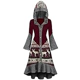 Eaylis Womens Plus Size Christmas Elk Hooded High Low Volant Saum Strickkleid,Hochzeit Kleid Punk+Gothic Kleidung Damen Kleider Gothic Bekleidung Festliche Kleider Pailletten Glitzer Partyk