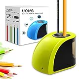 Uong Elektrischer Anspitzer, Batterie/Strom betrieben Elektrischer Bleistiftspitzer Automatische Anspitzer mit Ersatzklingen und Schraubendreher für Klassenzimmer Office Sketching (Gelb) …