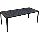 Outsunny Gartentisch Aluminium Tisch Garten Terrasse Holz-Kunststoff WPC Non-Wood schw