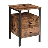 HOOBRO Nachttisch, Beistelltisch, Nachtschrank mit 2 Schublade, 40 x 40 x 61 cm, Nachtkommode, leicht montierbar, Stabiles,Vintage EBF43BZ01