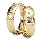 KOLIBRI RINGS GOLD- Eheringe Paarpreis Gold 333 Massiv mit einem Diamanten Trauringe Verlobungsringe Partnerringe 100% Made in Germany- Inkl. Gratis Etui + Gravur + Zertifikat (Hochglanz Poliert)