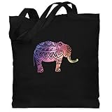 Shirtracer Kunst Outfit Anker, Blumen & Co. - Elefant Namaste - Unisize - Schwarz - jutebeutel elefant - WM101 - Stoffbeutel aus Baumwolle Jutebeutel lange Henk