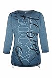 SOCCX Damen Shirt mit U-Boot-Ausschnitt und Raffung