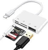 Tec-Digi SD-Kartenleser-Adapter, 4-in-1 USB-Kamera-Verbindungsset, SD/TF-Kamera-Kartenleser-Adapter, USB 2.0-Buchse, OTG-Adapter, USB-OTG-Kabel für Telefon 13/12, 11 X Xs 8 7 &