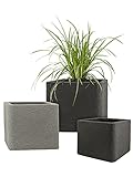 Pflanzwerk® Pflanzkübel Kunststoff Cube Lava Anthrazit 27x30x30cm Blumentopf *Frostbeständige Blumenkübel* *100% ÖKOLOGISCH* *2 Jahre GARANTIE* *Premium Pflanzenkübel Qualität*