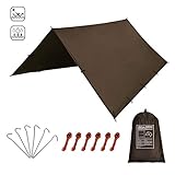 KALINCO Zeltplane Tarp für Hängematte Regenschutz Sonnensegel für Ourdoor Camping Wasserdicht Anti-UV (Braun 3X3M)