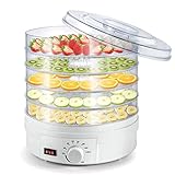 LYSGST Lebensmitteltrockner 350 W runder großer Lebensmittel-Dörrautomat 350 W großer 5-Schicht-Gemüse-Obst-Trockner 35–70 ° C Temperatur einstellbar 360 ° drehbarer Trockner für Obst, G