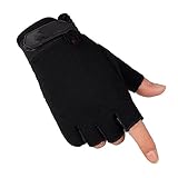 Sommer Mann Handschuhe Leichte Atmungsaktive Reithandschuhe Fahrrad rutschfeste Vollfinger Halbfinger Handschuhe Angeln -half-black-3-L