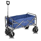 Sekey Faltbarer Bollerwagen mit Bremse Faltwagen Handwagen Außenschubkarre Strandwagen Folding Wagon Outdoor Gartenanhänger Transportwagen für Alle Gelände Geeignet, B