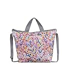 LeSportsac Botanical Burst Deluxe Tragetasche mit Tragegriff oben, Stil 2431/Farbe F972, abstrakter Aquarell-Stil, floral, kunstvoll arrangiert in lebendigen tropischen Farbtö