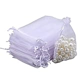 G2PLUS Organza Geschenkbeutel 100Stk Organzabeutel Schöne Säckchen Organzasäckchen für Gastgeschenke 10CM x15CM (10 x 15CM, Weiß)