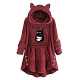 Mymyguoe Plüschjacke Damen Lang Teddymantel mit Kapuze Wintermantel Winterjacke Herbstjacke Fleece Plüsch Mantel Herbst Jacke Plüschmantel Teddy Mädchen Schwarz Fleecejacke F