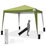 Finfree Faltpavillon 3x3 pop up Pavillon Wasserdicht inkl. Trolleytasche, 4 Sandsäcken, Gardenzelt für Party, Fest und Flohmarkt Grü