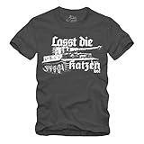 Lasst die Katzen los T-Shirt S-XXXXL Tiger Panzer Stahl Panzerkampfwagen VI Tank (XL, Grau)