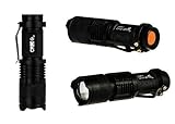 KOBERT GOODS - Mini-LED-Taschenlampe (Cree Q5) - High-Power-Handlampe mit 7 Watt-Leistung bis zu 700 Lumen - aus rutschfestem, wasserdichtem Aluminiumgehäuse, mit Zoomfunktion und 3 Leuchtstufen/M