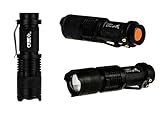 KOBERT GOODS - Mini-LED-Taschenlampe (Cree Q5) - High-Power-Handlampe mit 7 Watt-Leistung bis zu 700 Lumen - aus rutschfestem, wasserdichtem Aluminiumgehäuse, mit Zoomfunktion und 3 Leuchtstufen/M