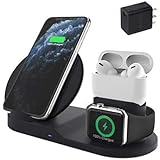 MeeA Kabellose 3-in-1-Ladestation kompatibel mit Air, Pods Pro und iWatch Ladegerät mit 3.0 Ladegerät und Kabel im Lieferumfang