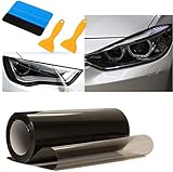 Mioke Auto Scheinwerfer Folie,300c*30cm Tönungsfolie Aufkleber cheinwerfer Nebelscheinwerfer Rücklicht Vinyl Farbe Zubehör (Schwarz)