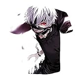 Tokyo Ghoul T-Shirt Unisex 3D Druck Sommer Rundhalsausschnitt Männer Sport Freizeit Kurzarm Fitness Outdoor T-Shirt (24,XXXL)