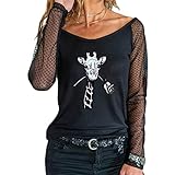 Frauen-Tupfen-Print Sheer Mesh Gigot Ärmel U-Boot-Ausschnitt Bluse Top