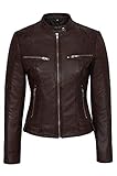 Boots and Leather Damen 4520 braun Slim Fit Suede Sheep Biker Napa echten weichen Lederjacke (UK 18 / EU 46)