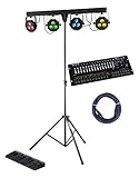 Showlite LB-427 LED Komplettanlage Set mit Hybrid-DMX-Controller - vier PAR-Spots mit je 3 St. 9W LEDs - inkl. DMX-Controller, Stativ, Fußfernsteuerung und T