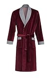 Revise Bento RE-103 Herren Bademantel - Morgenmantel – 80% Baumwolle - Bordeaux Rot - Gr. XL