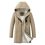 Herren Warme Winterjacke Warm Gefüttert Jacke Outdoorjacke mit Kapuze Lang Wintermantel Mit Kunstfell Kapuze Übergangsjacke Baumwolle Hoodies Freizeit Outdoor Jacket Slim Fit Kapuzenp
